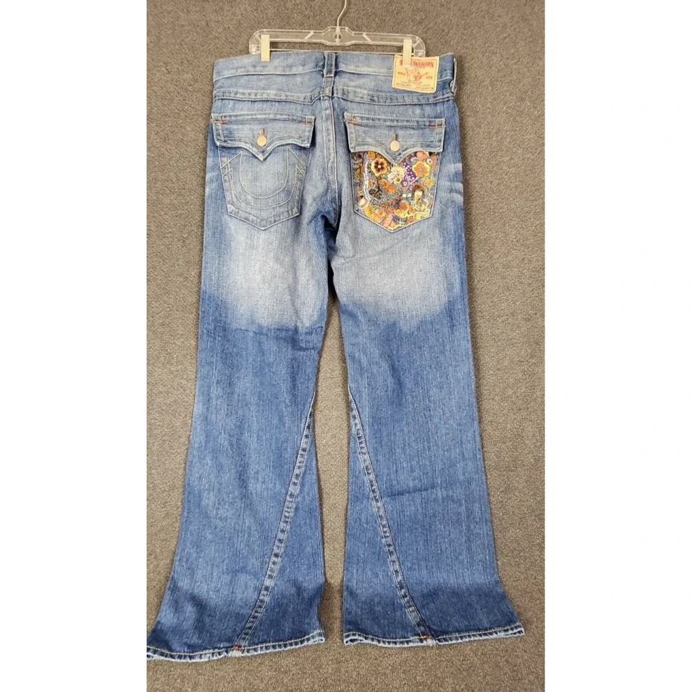 True Religion World‎ Embroidered Rare Men 38x33.5 Yuppie Distressed Denim Y2K